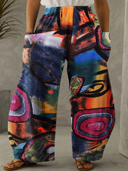 Geometric Print High Rise Wide Leg Pants Plus Size