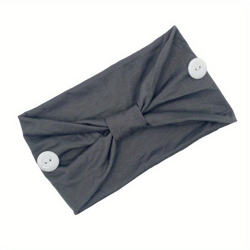Solid Knotted Button Headband for Women