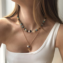 Irregular Rose Quartz Purple Crystal Chip Necklace Women's Accessories