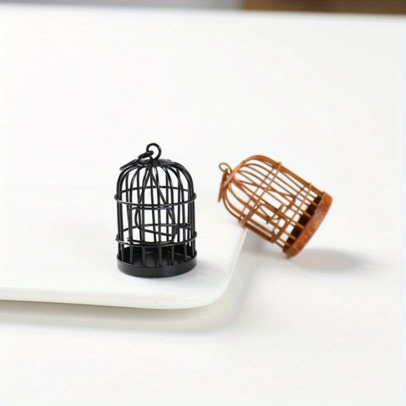 1:12 Dollhouse Iron Birdcage Hanging Ornament Micro Landscape Decoration