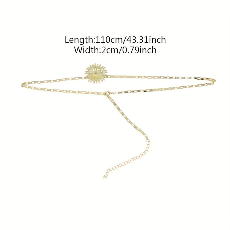Golden Flower Metal Waist Chain Y2K Belly Chain for Women