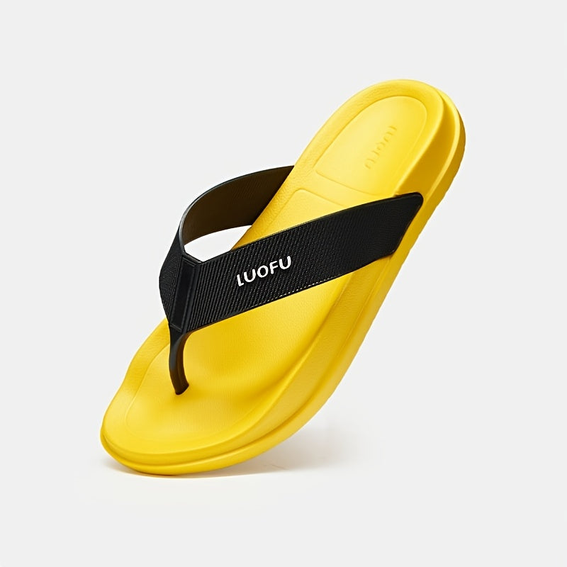LUOFU Men's Quick Dry Non-Slip Beach Flip Flops Yellow