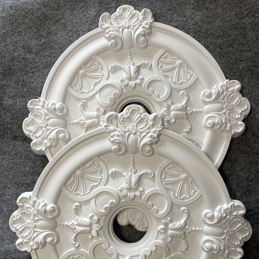 1pc PU Round Carved Lamp Holder Gypsum Ceiling Disc Shape Lamp Plate