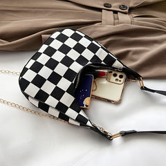 Casual Plaid Pouch Chain Underarm Bag Tote Messenger Bags