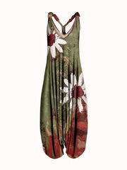 Floral Print Wide Leg Jumpsuit Sleeveless for Spring & Summer