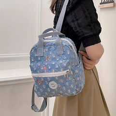 Butterfly Sequins Backpack Women Top Handle Canvas Schoolbag Y2K Daypack