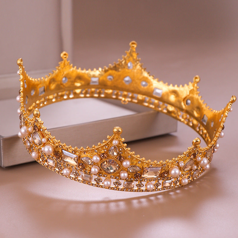 Vintage Crowns Women Birthday Princess Queen Tiara Topper Baroque Hair Accessori