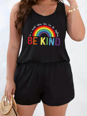  Rainbow Print Tank Top & Shorts Pajama Set