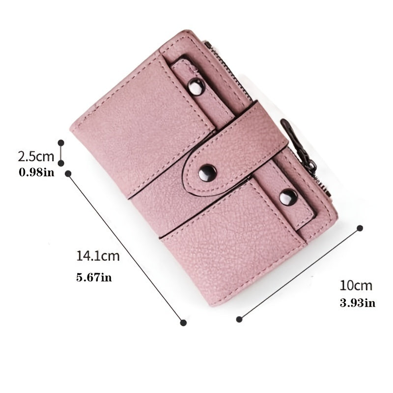 Retro Style Small Wallet Faux Leather Fold Wallet