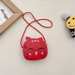 Cartoon Cat Crossbody Bag for Girls Mini PU Leather Shoulder Bag with Coin Purse