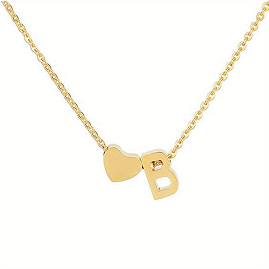 26 Letters Pendant Necklace & Chain Bracelet Set for Women & Girls