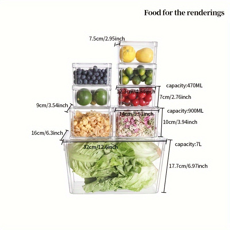 8pcs Refrigerator Storage Box Transparent Food Fresh keeping Box
