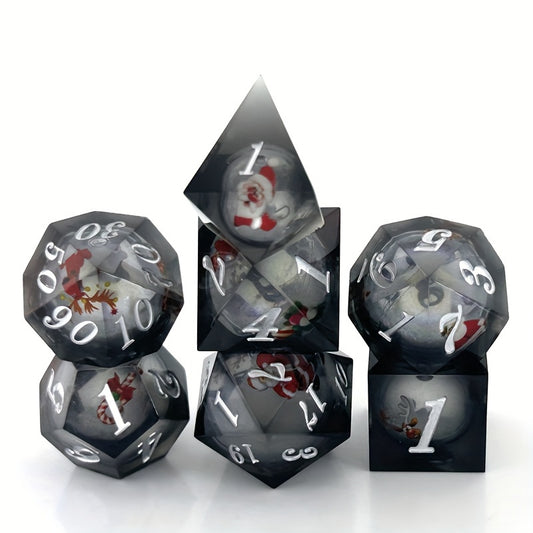 Christmas Resin Liquid Dice Set - Desktop Entertainment Game Accessories