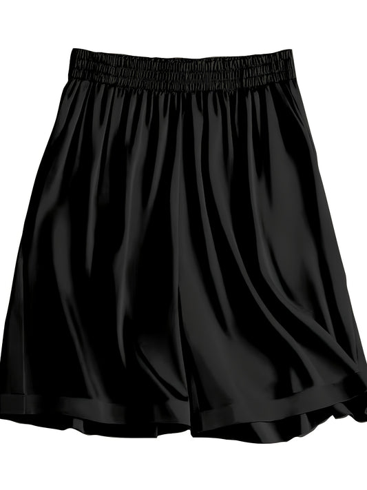  Women's Solid Elastic High Rise Summer Shorts