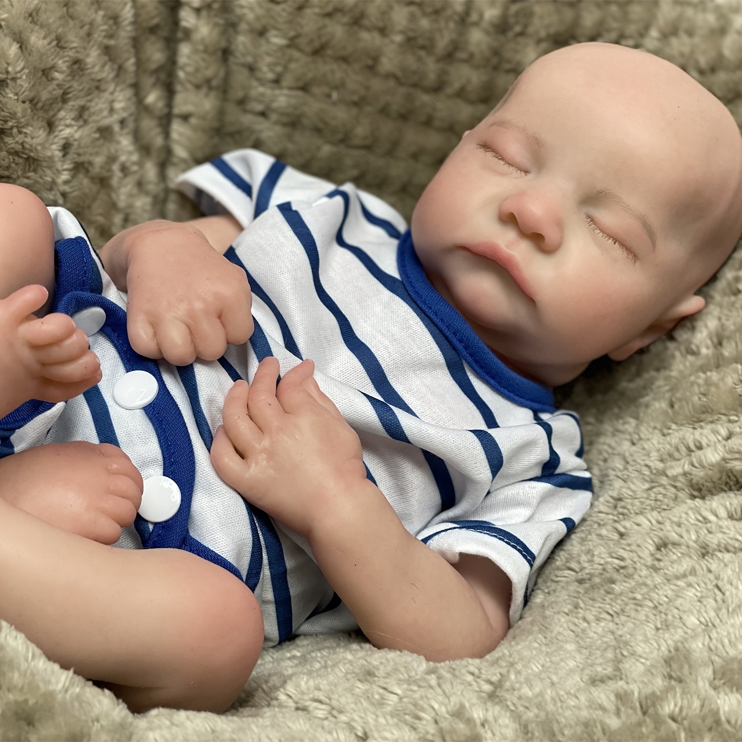 Silicone Reborn Boy Doll with Light Beige Details & Closed Eyes