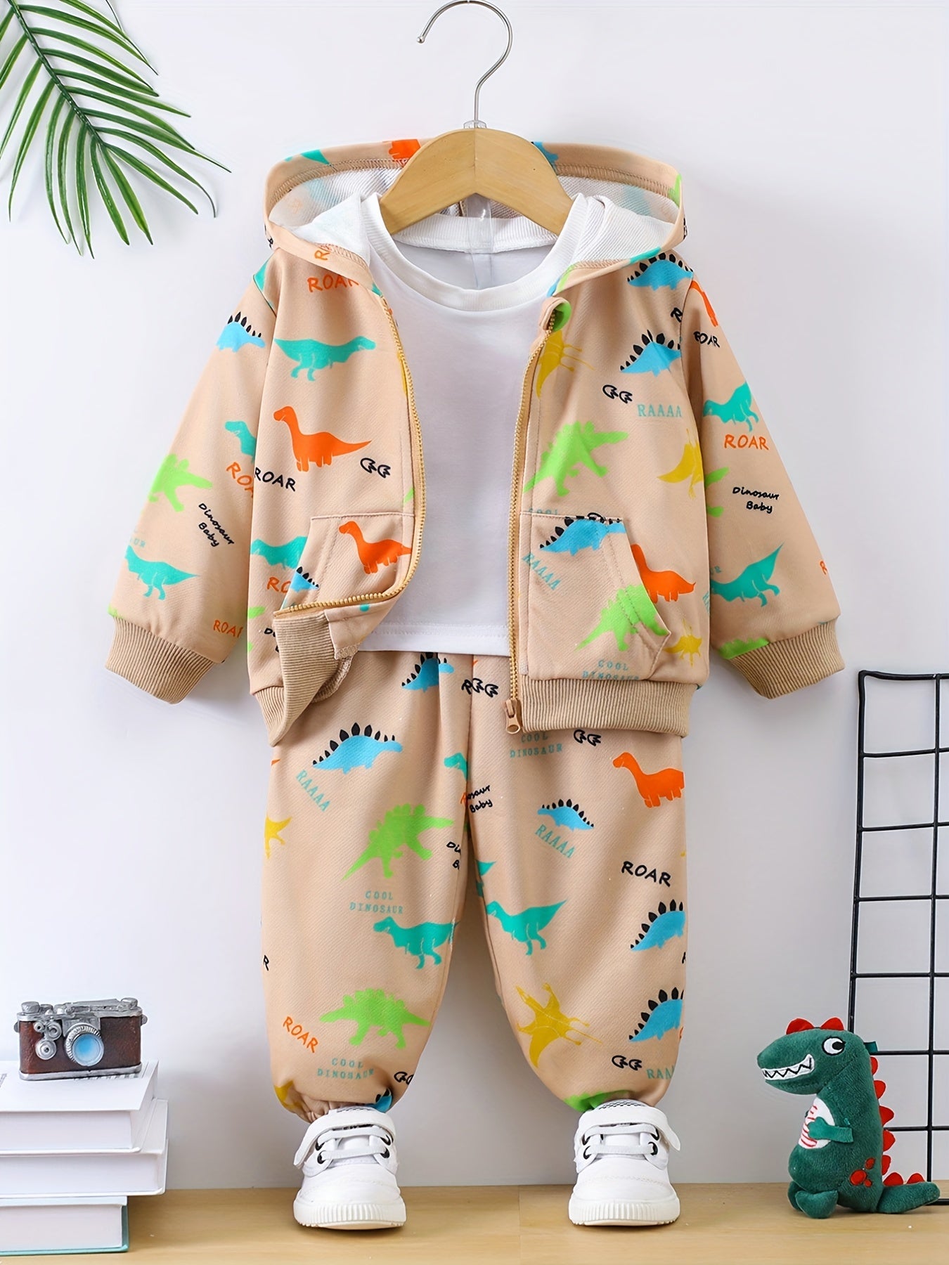 Baby Boys Dinosaur Print Hoodie & Pants Set