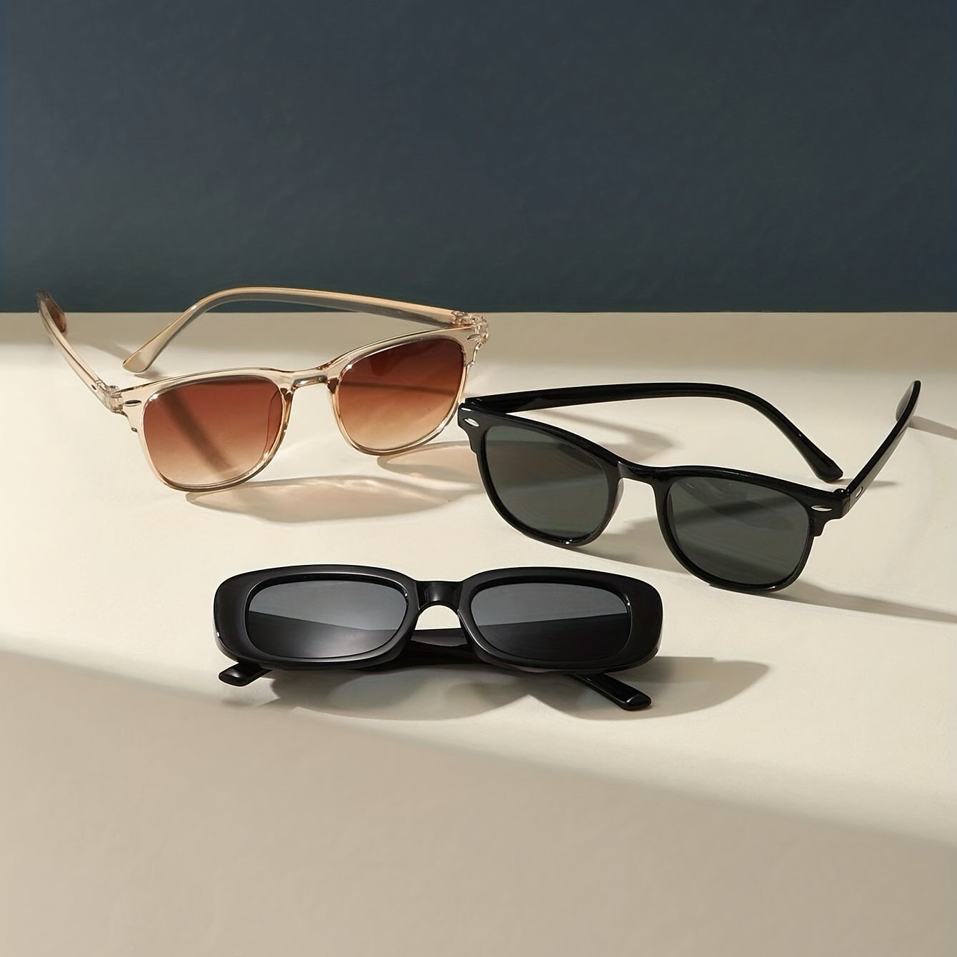 3pcs Men's Square Frame Polarized Sunglasses UV Protection