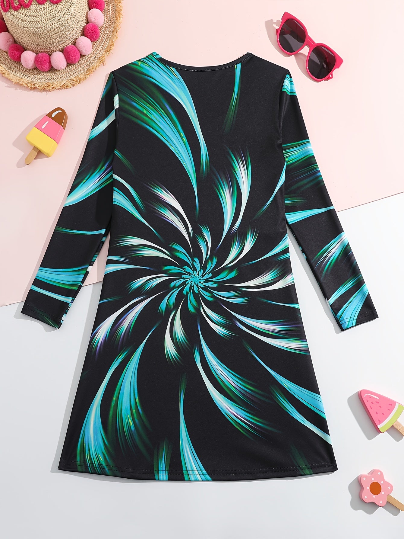 Long Sleeve Dress Girls Casual Crew Neck Dresses Spring Fall Christmas Gift