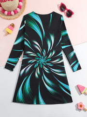 Long Sleeve Dress Girls Casual Crew Neck Dresses Spring Fall Christmas Gift