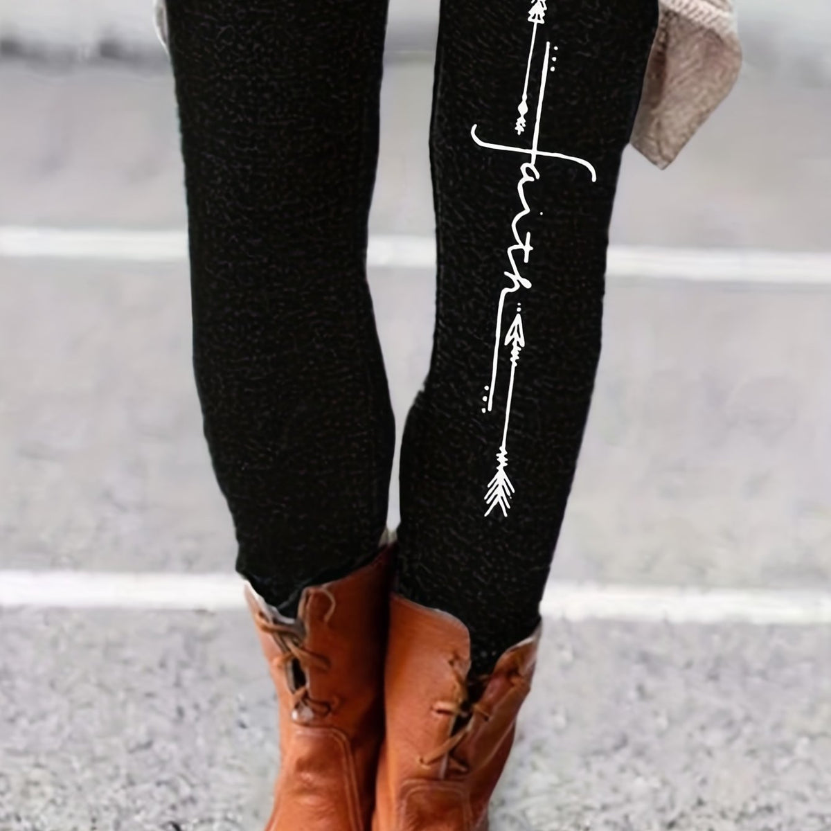 Letter & Graphic Print Skinny Leggings