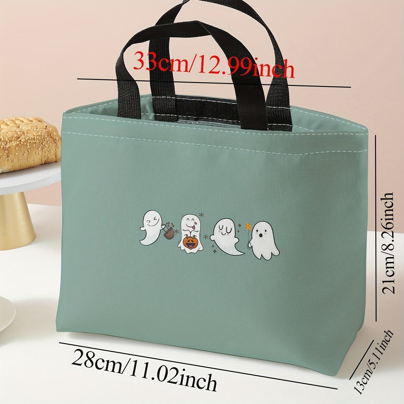 Halloween Insulated Lunch Bag Waterproof Portable Bento Ice Pack Camping Picnic