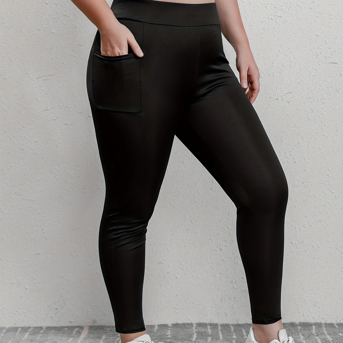  Basic Leggings Women's Plus Plain High Rise Leggings