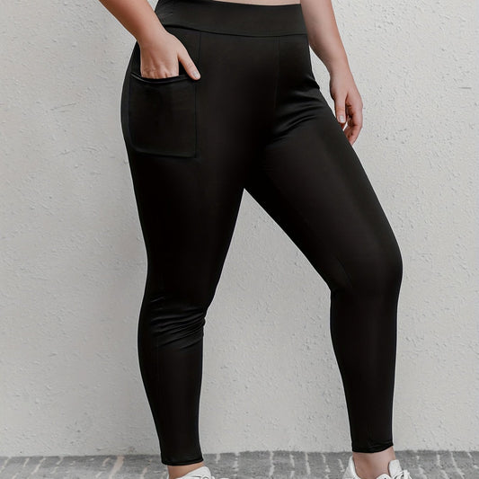  Basic Leggings Women's Plus Plain High Rise Leggings