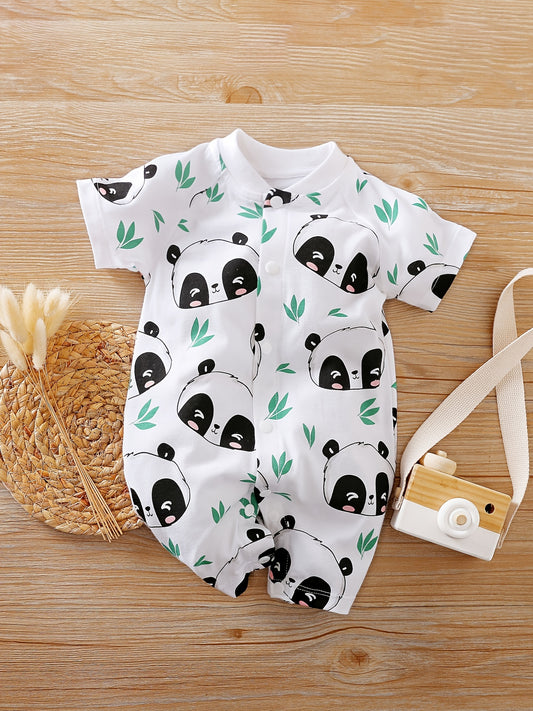 Baby Boy Panda Print Short Sleeve Romper
