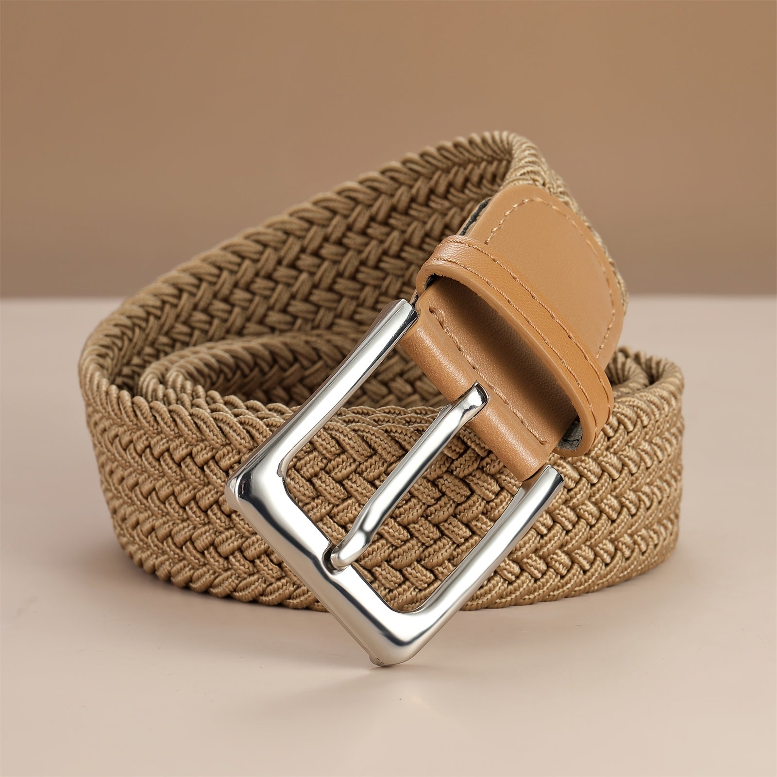 Men's Khaki Woven Waist Belt