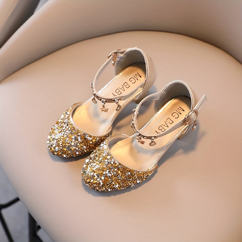 Sequin High Heeled Sandals for Girls Breathable Lightweight Dress Shoes