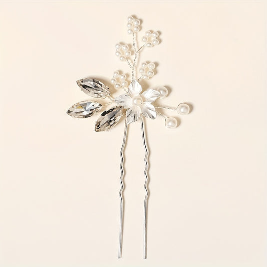 Bridal Floral Hairpin Rhinestone Insert Pin Headdress