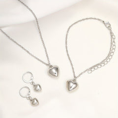 Heart Jewelry Set Pendant Necklace Bracelet Earrings for Women