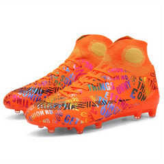 Letter Graphic Soccer Cleats High Top Athletic Sneakers