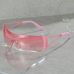 Y2K Star One piece Sunglasses Rhinestone Gradient UV400 Sun Shades