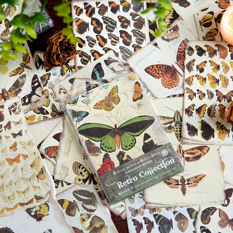 50 Pieces Retro Paper for Decorating - Mushroom Butterfly Flower