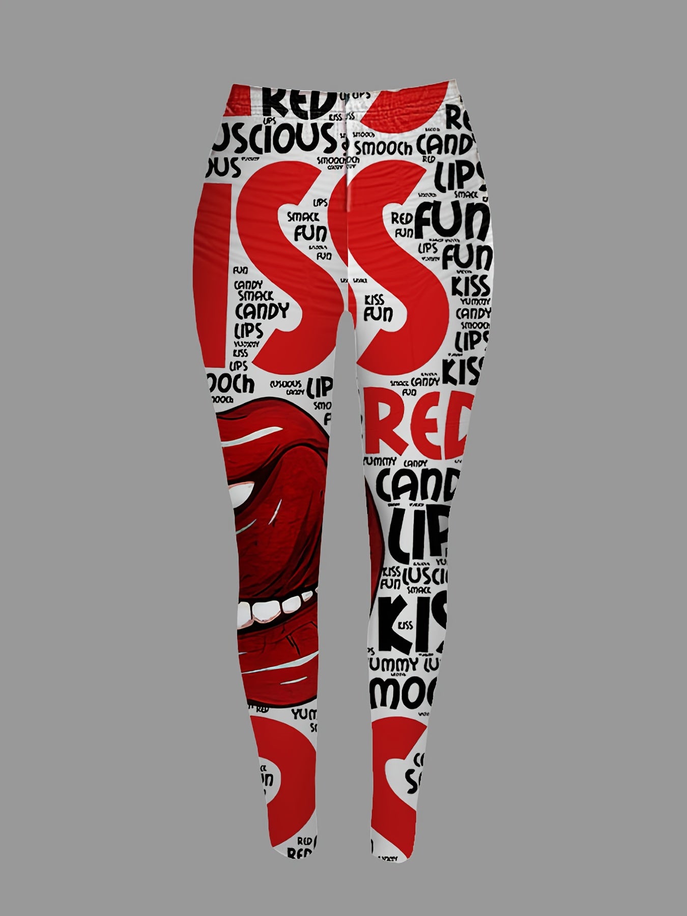  Lip & Letter Print High Rise Leggings