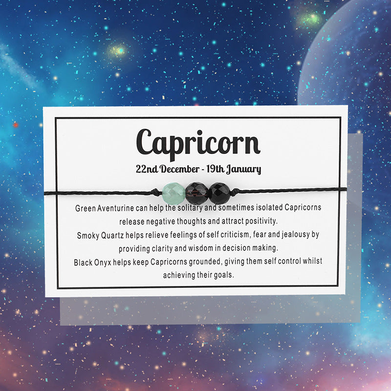 Constellation Theme Rope Bracelet With Message Card Healing Crystal Beaded