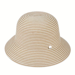 Stripe Jacquard Bucket Hat Sunscreen Summer Sun Hat Women's Casual Cloche Hats