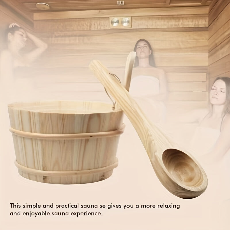 Cedar Sauna Bucket & Ladle Set, Plastic Liner, Spa Accessory
