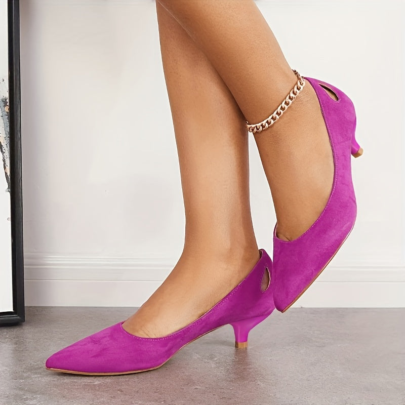 Women's Pointed Toe Kitten Heels Slip On Low Heel Dress Shoes
