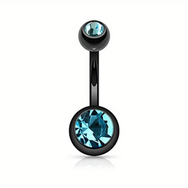 14GA Titanium Steel Double CZ Barbell Belly Button Ring
