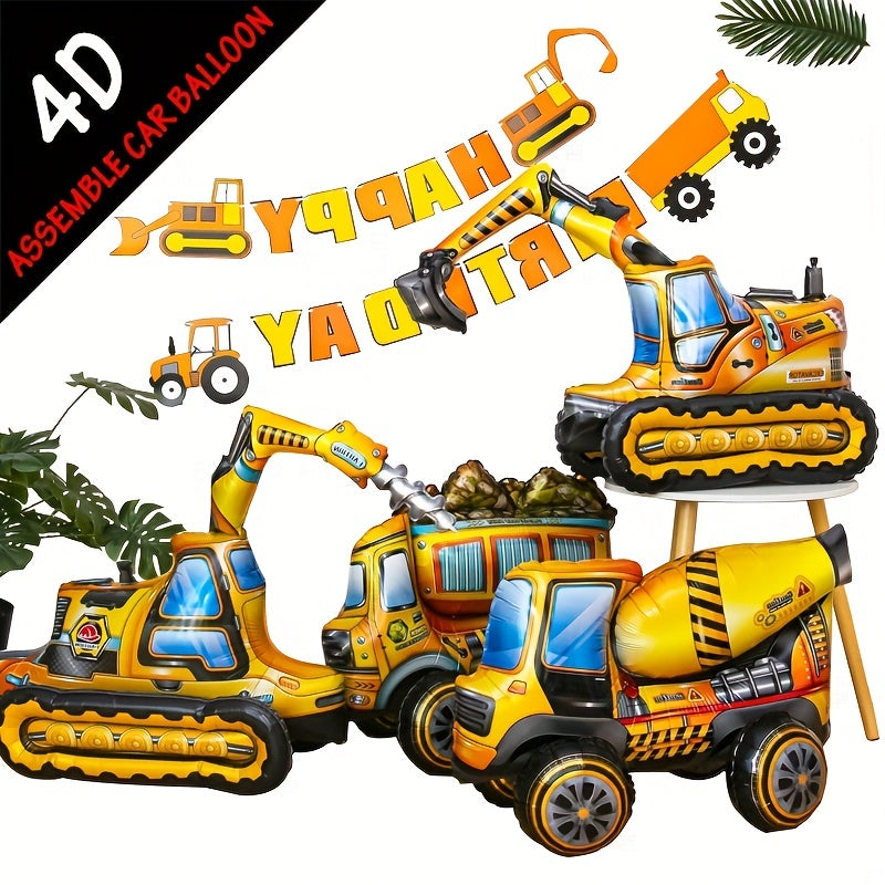 Construction Balloons 4D Assembly Big Truck Excavator Birthday Balloon