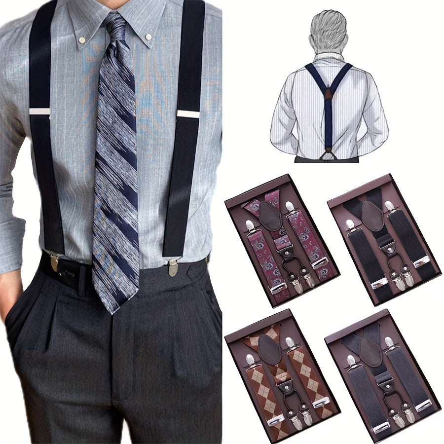 Men's High Elastic Y Back Clip on Suspenders