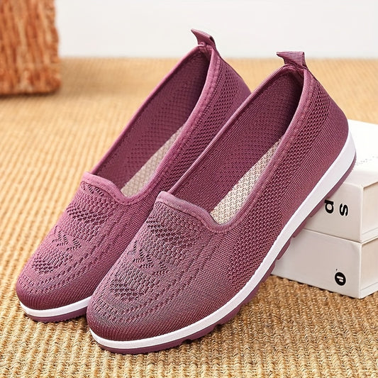 Women's Breathable Flying Woven Slip On Sneakers Lightweight Walking Shoes