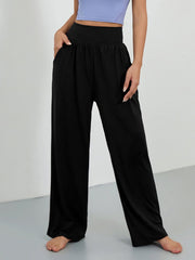 Wide Leg Casual Pants Elastic Waist Yoga Running Loose Pants