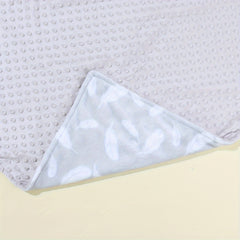 Cartoon Feather Pattern Beanie Velvet Blanket for Stroller