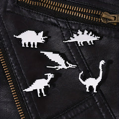 Dino Enamel Pin & Pixels T-Rex Lapel Badges Inspiration Brooches