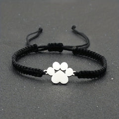 Adjustable Stainless Steel Dog Paw Bracelet for Men
