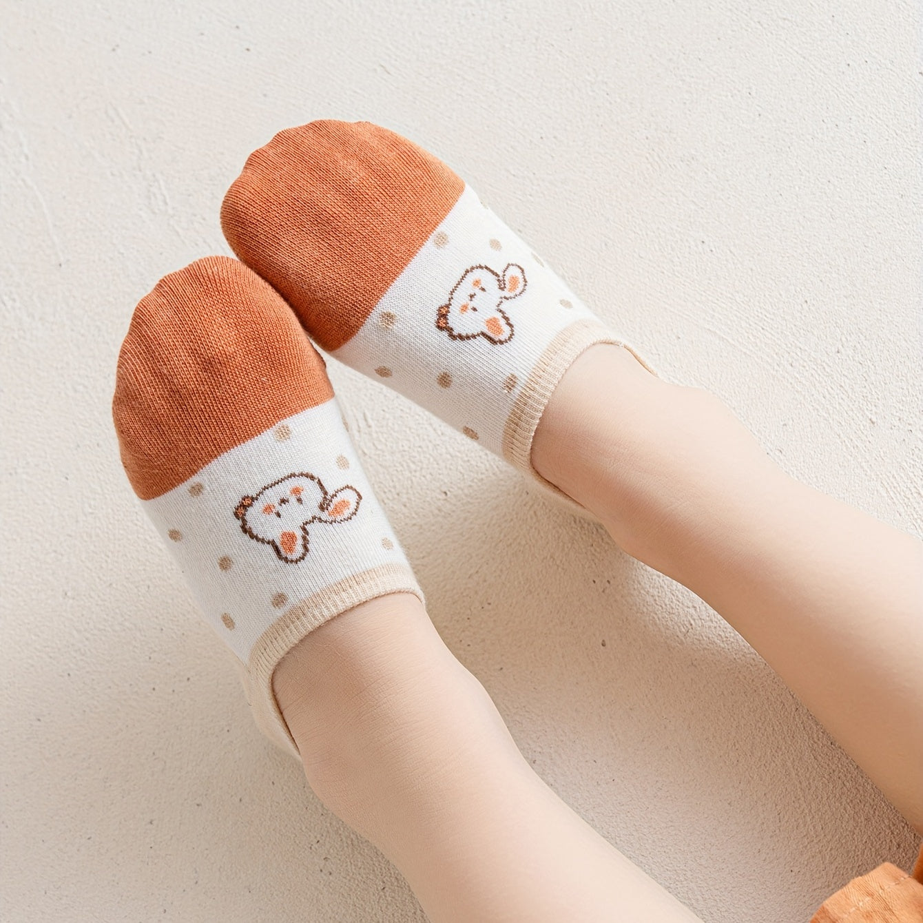 5pairs Cartoon Flower Little Rabbit Children's Non-slip Ankle Socks