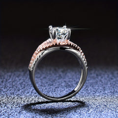 Moissanite Diamond Ring Women's Two Tone Split Band